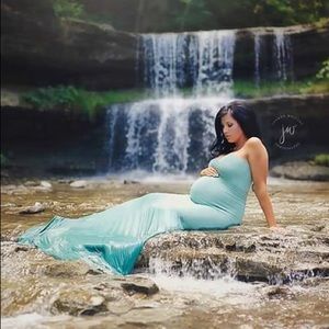 Sage Green Maternity Photoshoot Dress.